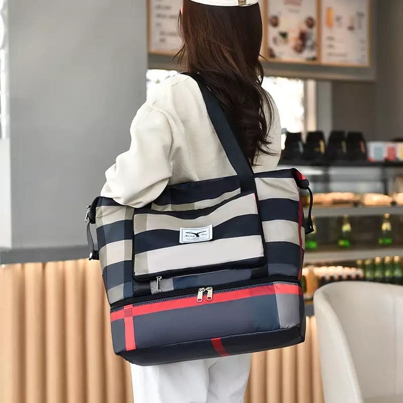 Durable Fitness Handbag, Folding Duffel Bag, Waterproof High Capacity Fashion Plaid Travel Hand Bag, Wet Dry Separation Sports Tote Bag, Women Shoulder Bags, Multifunctional Travel Bag, Convenient Foldable Travel Storage Bag Durable Fitness Handbag, Folding Duffel Bag, Waterproof High Capacity Fashion Plaid Travel Hand Bag, Wet Dry Separation Sports Tote Bag, Women Shoulder Bags, Multifunctional Travel Bag, Convenient Foldable Travel Storage Bag